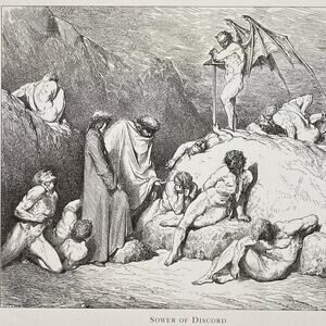 Dore, Divine Comedy, Sower of Discord, Procession, Print Bookplate 240707-WH 292